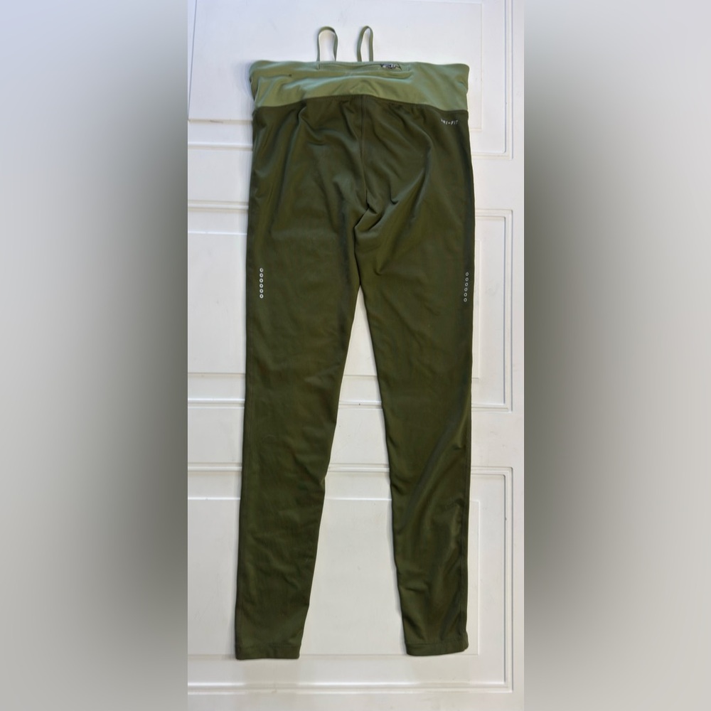 Nike Dri Fit Women’s Sz M Army Green Drawstring Ankle Leggings Yoga Pants - Picture 2 of 5